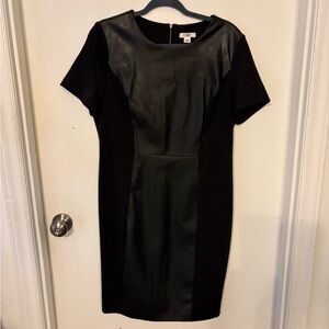 Cato Black Faux-Leather Panel Mini Dress